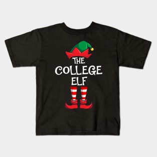 College Elf Matching Family Christmas Kids T-Shirt